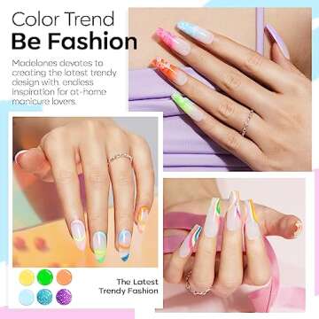 modelones 40 Pcs Gel Nail Polish Set, 36 Colors Summer Rainbow Neon Gel Polish Bright Hot Pink Green Yellow Purple Blue Glitter Nail Gel Polish with Soak Off Base Coat& Matte Glitter Glossy Top Coat