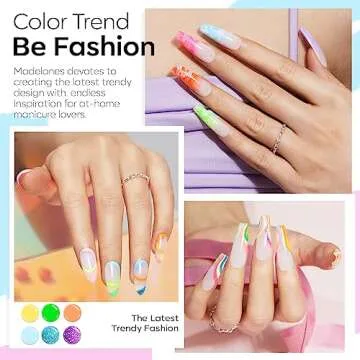 modelones 40 Pcs Gel Nail Polish Set, 36 Colors Summer Rainbow Neon Gel Polish Bright Hot Pink Green Yellow Purple Blue Glitter Nail Gel Polish with Soak Off Base Coat& Matte Glitter Glossy Top Coat