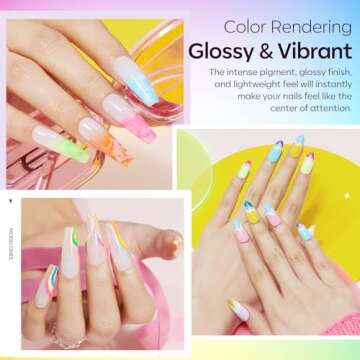 modelones 40 Pcs Gel Nail Polish Set, 36 Colors Summer Rainbow Neon Gel Polish Bright Hot Pink Green Yellow Purple Blue Glitter Nail Gel Polish with Soak Off Base Coat& Matte Glitter Glossy Top Coat