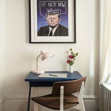 Globe Electric 67339 16 Inch Pink Desk Lamp with Gold Arm, in-Line On/Off Switch, Reading Light, Ideal for Bedroom, Dorm and Office