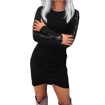 FECAFO Women Wrap Glitter Bodycon Dress for Parties