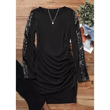 FECAFO Women Wrap Glitter Bodycon Dress for Parties