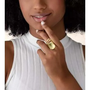 Aprilery Gold and Silver Rings for Women, Fashion 18K Gold Plated Chunky Statement Ring Band Dome Mask Design Cocktail Costume Jewelry for Her (Gold - Mask, 8)