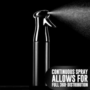 Colortrak Luminous Spray Bottle, 250ml/8.5oz Bottle with Full 360° Distribution, Easy-Use Pump, Quick View Window to Monitor Water Level, Eco-Friendly, Black