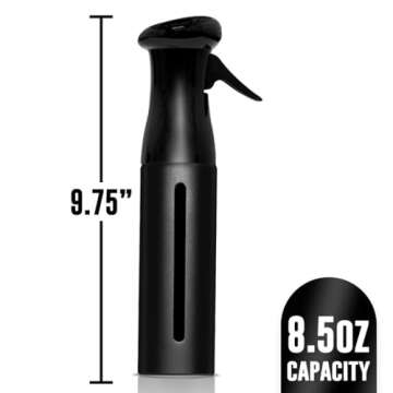 Colortrak Luminous Spray Bottle, 250ml/8.5oz Bottle with Full 360° Distribution, Easy-Use Pump, Quick View Window to Monitor Water Level, Eco-Friendly, Black