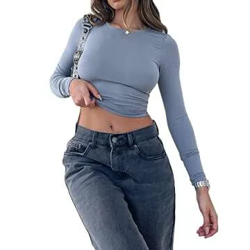Women Slim Fit Long Sleeve Casual Crop Top for All Occasions