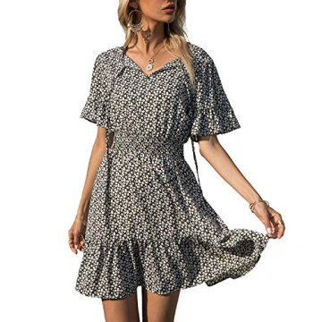 Boho Dress for Women - Summer Floral Mini Dress