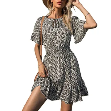 Boho Dress for Women - Summer Floral Mini Dress