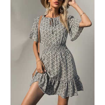 Boho Dress for Women - Summer Floral Mini Dress