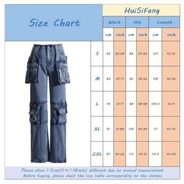 Women's Dressy Casual Slim Fit Cargo Jeans Zip Side Slit Denim Pants with Multi Pockets