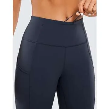 CRZ YOGA Women's Naked Feeling Workout Leggings 25 Inches - High Waisted Yoga Pants with Side Pockets Running Tights Navy XX-Small