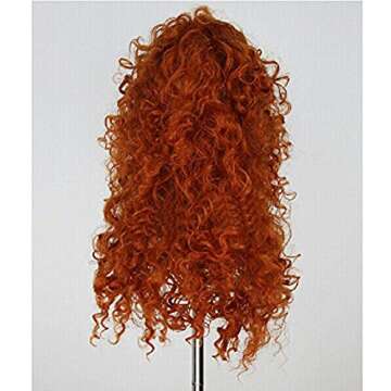 Angelaicos Women's Fluffy Wavy Party Halloween Costume Merida Wig Long Brown