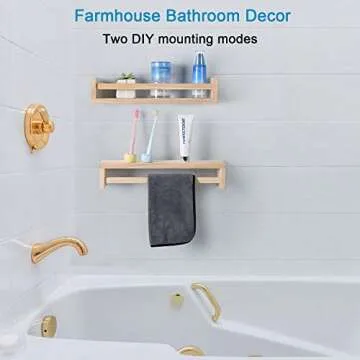 Wood Nursery Book Shelves Set of 2 Sturdy Floating Design