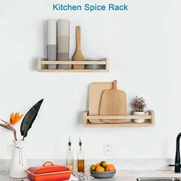 Wood Nursery Book Shelves Set of 2 Sturdy Floating Design