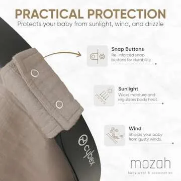 MOZAH Baby Car Seat Cover - Warm Taupe - 100% Organic Muslin - Soft, Breathable and Lightweight, Baby Infant Car Seat Essentials