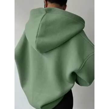 SHEWIN Sweatshirt Womens Casual Winter Loose Hoodies Fleece Sweatshirts Fashion 2024 Long Sleeve V Neck Sweaters Pullover Outfits Tops Clothes Green Medium