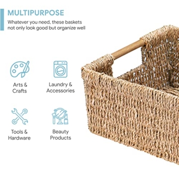 Large Natural Wicker Storage Basket with Handles for Home