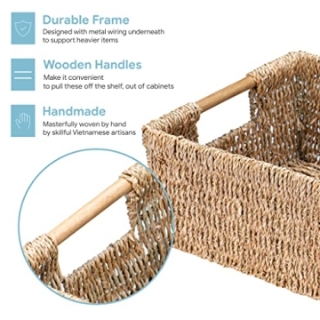 Large Natural Wicker Storage Basket with Handles for Home