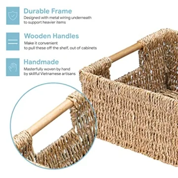 Large Natural Wicker Storage Basket with Handles for Home