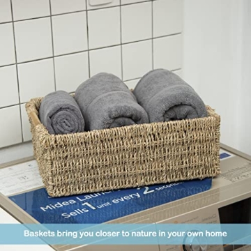 Large Natural Wicker Storage Basket with Handles for Home