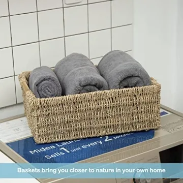 Large Natural Wicker Storage Basket with Handles for Home