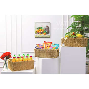 Large Natural Wicker Storage Basket with Handles for Home