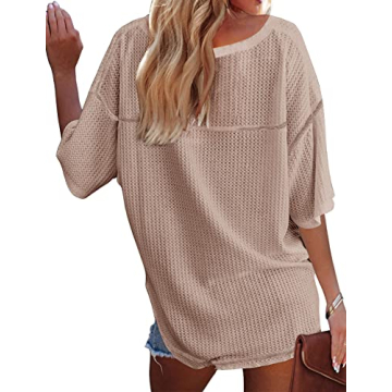 MEROKEETY Women's Waffle Knit V Neck Top for Stylish Comfort