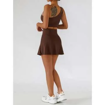 Women's Tennis Skirts One Shoulder Sport Bra Workout Set