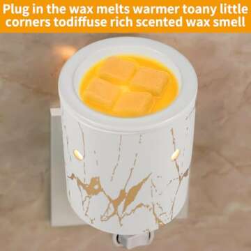 nawaza Pluggable Wax Melt Warmer for Scented Wax,Ceramic Plug in Wax Warmer,Electric Cube Melter for Scents and Fragrance,Candle Melter Plug in Wall for Home, Office and Spa（White Gold）