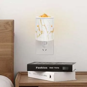 nawaza Pluggable Wax Melt Warmer for Scented Wax,Ceramic Plug in Wax Warmer,Electric Cube Melter for Scents and Fragrance,Candle Melter Plug in Wall for Home, Office and Spa（White Gold）