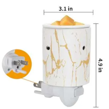 nawaza Pluggable Wax Melt Warmer for Scented Wax,Ceramic Plug in Wax Warmer,Electric Cube Melter for Scents and Fragrance,Candle Melter Plug in Wall for Home, Office and Spa（White Gold）