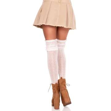 Leg Avenue Women's Ivory Pointelle Scrunch Knee Socks - Comfortable & Stylish