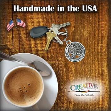 Australian Shepherd Dog Head Keychain - Pewter Gift