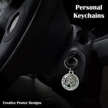 Australian Shepherd Dog Head Keychain - Pewter Gift