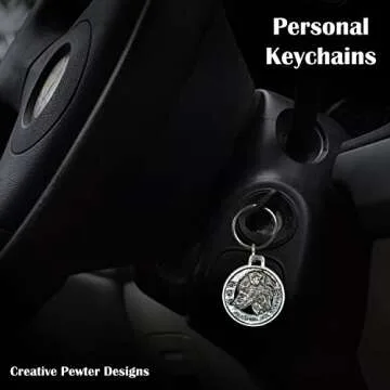 Australian Shepherd Dog Head Keychain - Pewter Gift