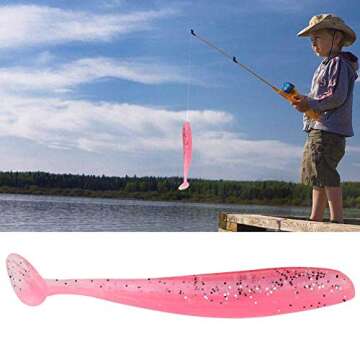 20 Pcs Fishing Soft Lure 7.5cm/2g Plastic T Tail Bait Artificial Worm Swimbait for Bass Trout Walleye Fishing Accessory(Pink)