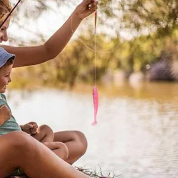 20 Pcs Fishing Soft Lure 7.5cm/2g Plastic T Tail Bait Artificial Worm Swimbait for Bass Trout Walleye Fishing Accessory(Pink)