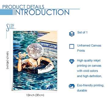 Posters For Room Funky Wall Decor Cocktail Wall Art Summer Pool Party Unique Decoration, Blue Funny ...