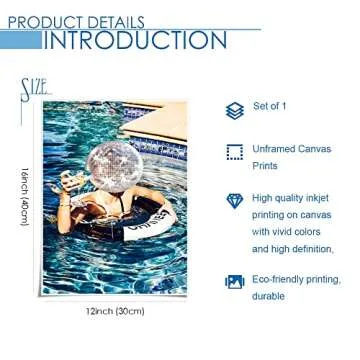 Posters For Room Funky Wall Decor Cocktail Wall Art Summer Pool Party Unique Decoration, Blue Funny ...