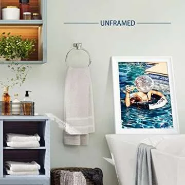 Posters For Room Funky Wall Decor Cocktail Wall Art Summer Pool Party Unique Decoration, Blue Funny Bathroom Bar Cart Wall Art Decor Aesthetic (Disco12x16in Unframed)