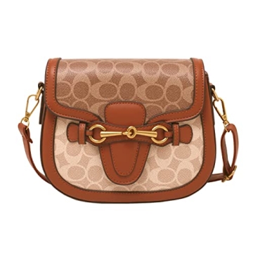 Elegant Women Small Crossbody Bags with Fashionable Golden Buckle Design in Brown