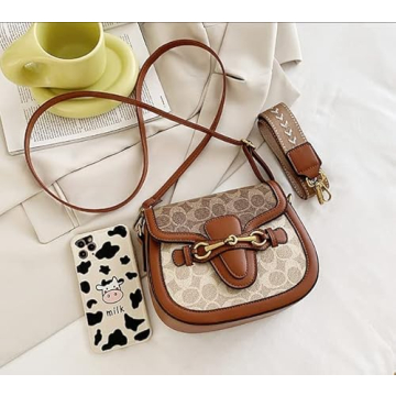 Stylish Women Small Crossbody Bag with Golden Buckle