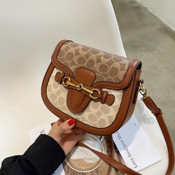 Stylish Women Small Crossbody Bag with Golden Buckle