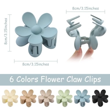 6PCS Matte Flower Hair Clips for Thick and Thin Hair