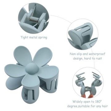 6PCS Matte Flower Hair Clips for Thick and Thin Hair