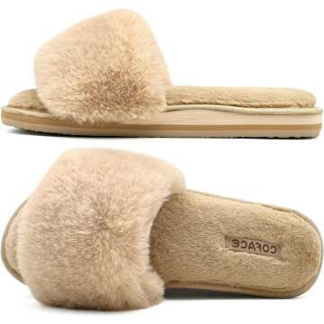 Plush Memory Foam Sliders - Women’s Fuzzy Sandals