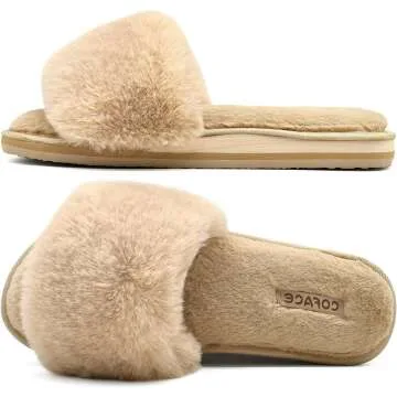 Plush Memory Foam Sliders - Women’s Fuzzy Sandals