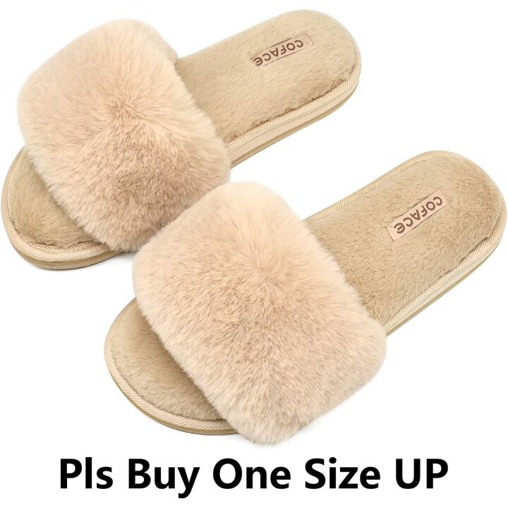 Plush Memory Foam Sliders - Women’s Fuzzy Sandals
