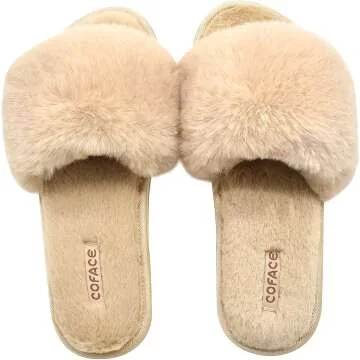 Plush Memory Foam Sliders - Women’s Fuzzy Sandals
