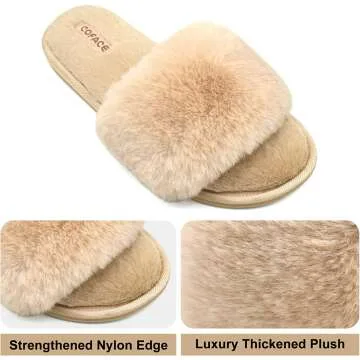 Plush Memory Foam Sliders - Women’s Fuzzy Sandals